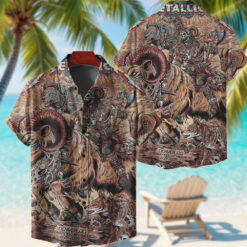 metallica hawaiian shirt ram skull warrior denver 2025 mile high edition