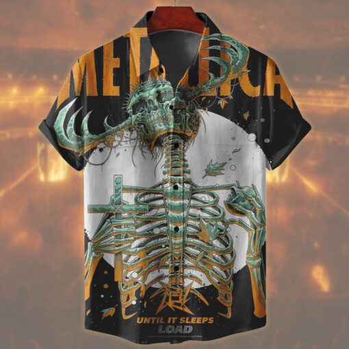 metallica hawaiian shirt until it sleeps skeleton load era official art 1