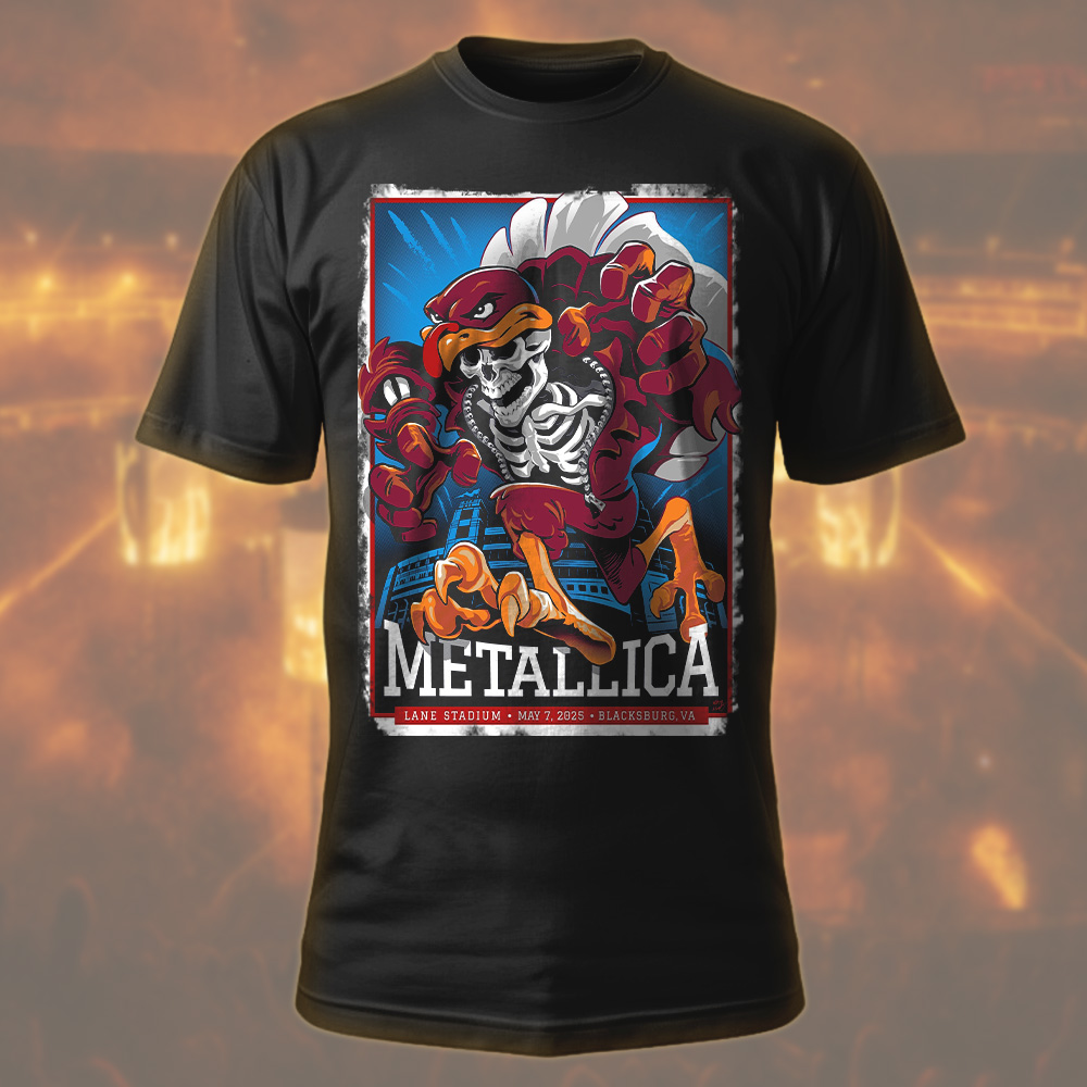 metallica hokie reaper t shirt limited tour drop at lane stadium may 7 2025 1