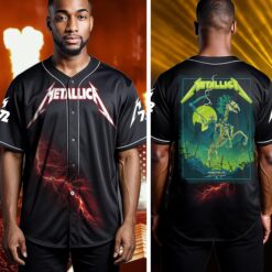 metallica houston 2025 baseball jersey deathrider lightning at nrg june 14 edition 2