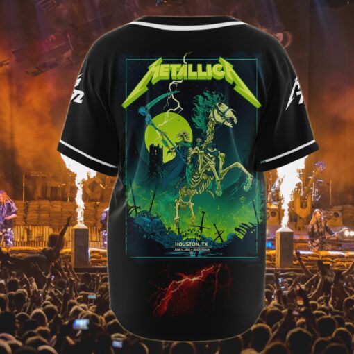 metallica houston 2025 baseball jersey deathrider lightning at nrg june 14 edition 3
