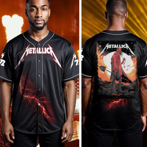 metallica houston 2025 baseball jersey gravedigger of the south live at nrg 2