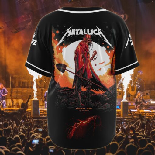 metallica houston 2025 baseball jersey gravedigger of the south live at nrg 3
