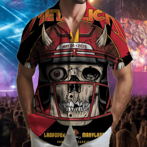 metallica landover 2025 hawaiian shirt skull helmet gridiron edition