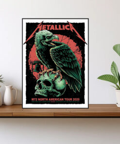 metallica m72 2025 poster skull raven canvas art for north american tour 1