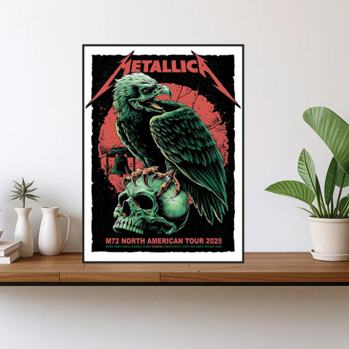 metallica m72 2025 poster skull raven canvas art for north american tour 1