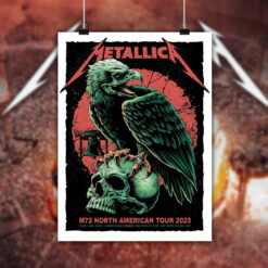 metallica m72 2025 poster skull raven canvas art for north american tour 2