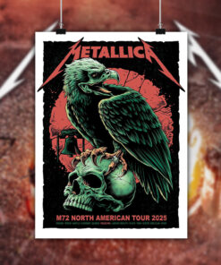 metallica m72 2025 poster skull raven canvas art for north american tour 2