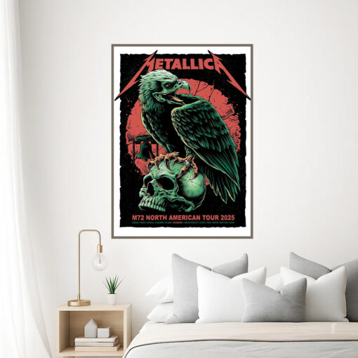 metallica m72 2025 poster skull raven canvas art for north american tour 3