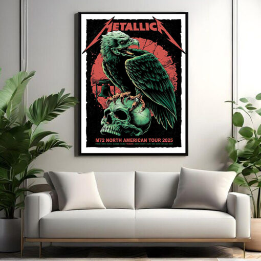 metallica m72 2025 poster skull raven canvas art for north american tour