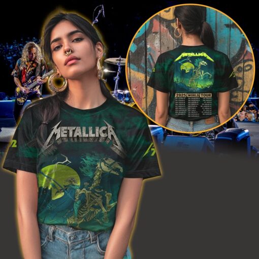 metallica m72 3d aop shirt june 14 2025 houston tx nrg stadium death rider skeleton horse artwork 3