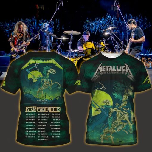 metallica m72 3d aop shirt june 14 2025 houston tx nrg stadium death rider skeleton horse artwork