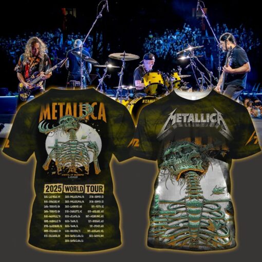metallica m72 3d aop shirt june 14 2025 houston tx until it sleeps skeleton design nrg stadium luke preece art
