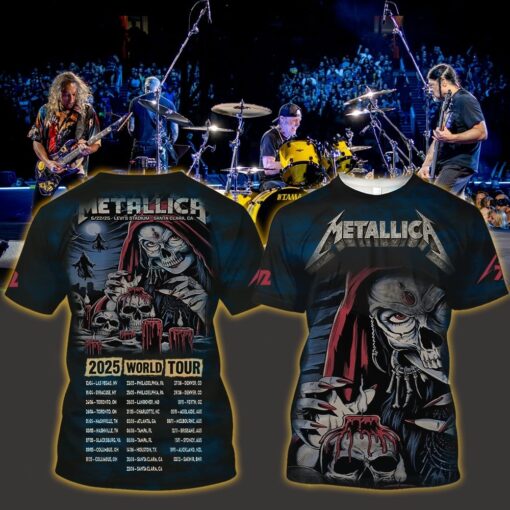 metallica m72 3d aop shirt june 22 2025 santa clara ca levis stadium sorceress skull candle tour poster