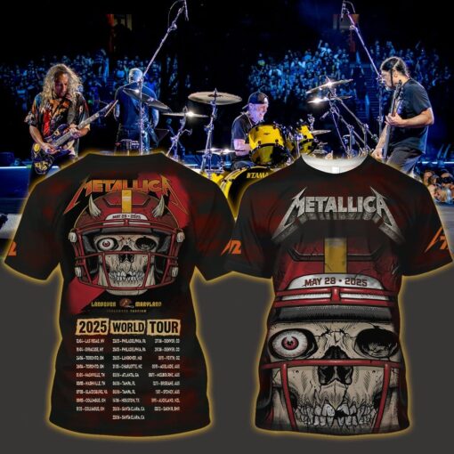 metallica m72 3d aop shirt may 28 2025 landover maryland northwest stadium skeleton football helmet design