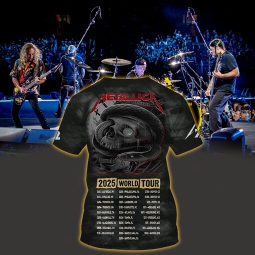 metallica m72 3d aop shirt may 3 2025 nashville tn nissan stadium coiled snake skull ft limp bizkit ice nine kills 2
