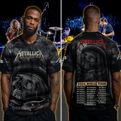 metallica m72 3d aop shirt may 3 2025 nashville tn nissan stadium coiled snake skull ft limp bizkit ice nine kills 4