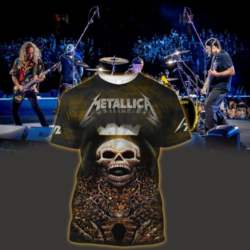 metallica m72 3d aop shirt may 31 2025 charlotte north carolina bank of america stadium crowned skeleton inferno edition 1