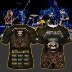 metallica m72 3d aop shirt may 31 2025 charlotte north carolina bank of america stadium crowned skeleton inferno edition