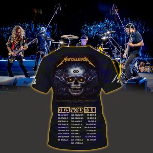 metallica m72 3d aop shirt may 31 2025 charlotte north carolina bank of america stadium third eye skull edition 2