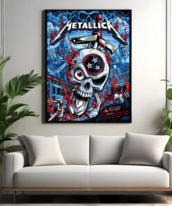 metallica m72 nashville 2025 poster blazing skull sword canvas art north american tour