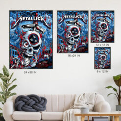 metallica m72 nashville 2025 poster blazing skull sword canvas art north american tour 4