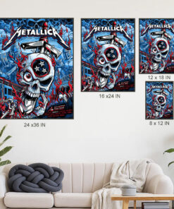 metallica m72 nashville 2025 poster blazing skull sword canvas art north american tour 4