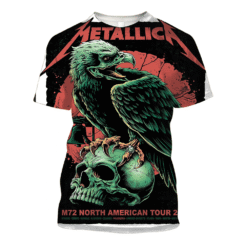 metallica m72 northamericantour2025 ravenskull art 3d aop shirt 1