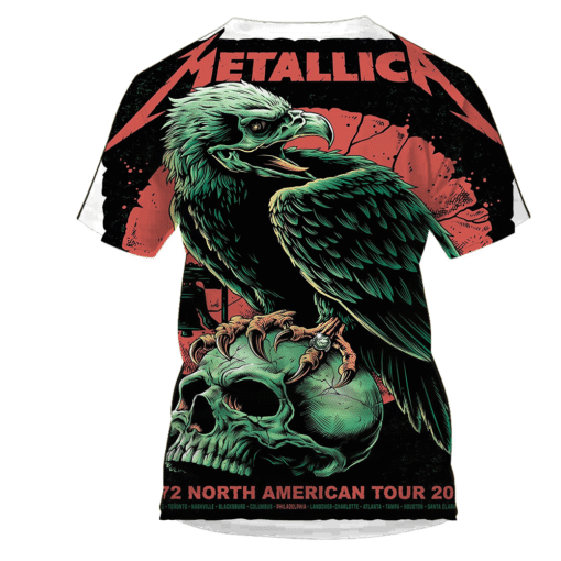 metallica m72 northamericantour2025 ravenskull art 3d aop shirt 2