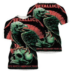 metallica m72 northamericantour2025 ravenskull art 3d aop shirt