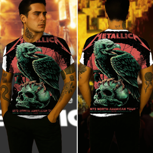 metallica m72 northamericantour2025 ravenskull art 3d aop shirt 4