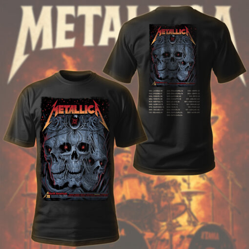 metallica m72 red eyed skull tee 2025 north american tour streetwear