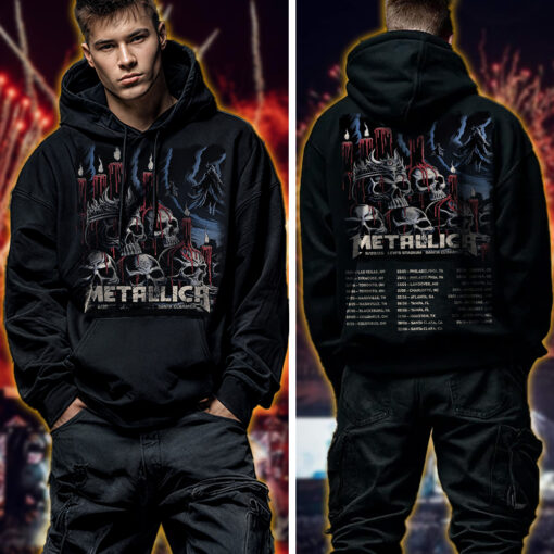 metallica m72 santa clara hoodie shirt june 20 2025 levis stadium skull candle horror art with limp bizkit ice nine kills 2