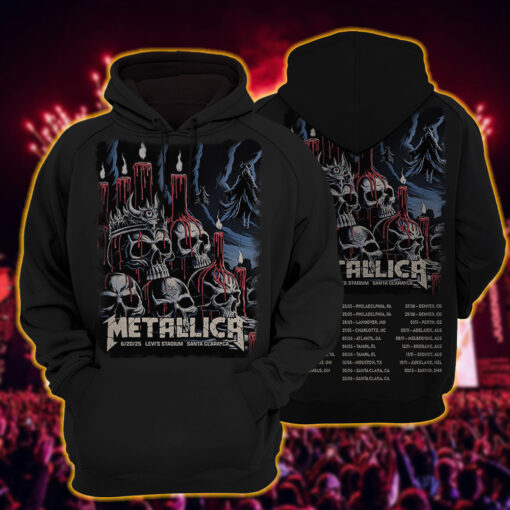 metallica m72 santa clara hoodie shirt june 20 2025 levis stadium skull candle horror art with limp bizkit ice nine kills 4