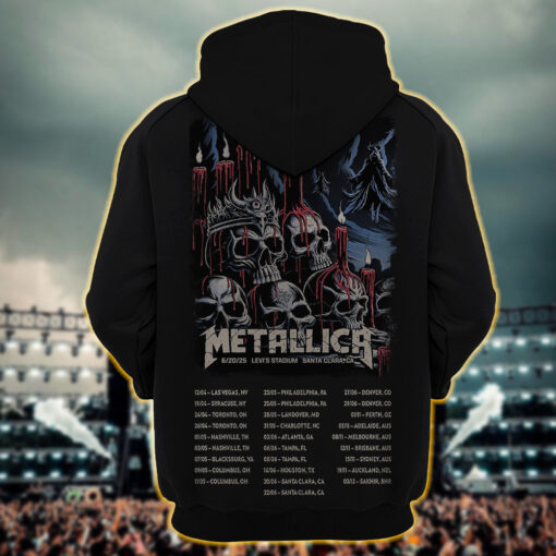 metallica m72 santa clara hoodie shirt june 20 2025 levis stadium skull candle horror art with limp bizkit ice nine kills1