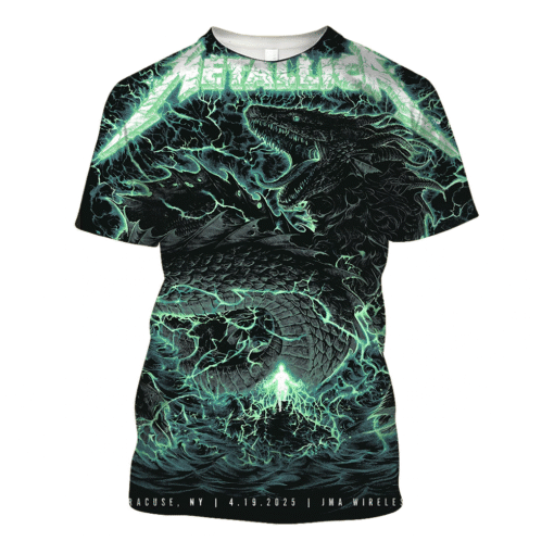 metallica m72 syracuse 2025 3d aop shirt electric dragon full wrap tour tee 1