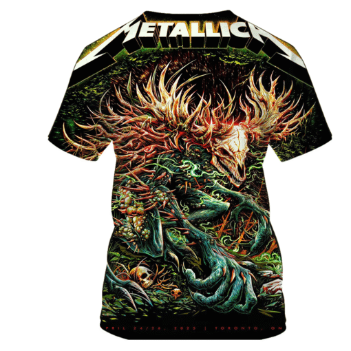 metallica m72 toronto 2025 3d aop shirt forest beast skull head full wrap tee 2