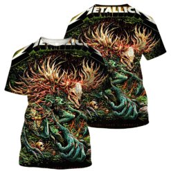 metallica m72 toronto 2025 3d aop shirt forest beast skull head full wrap tee
