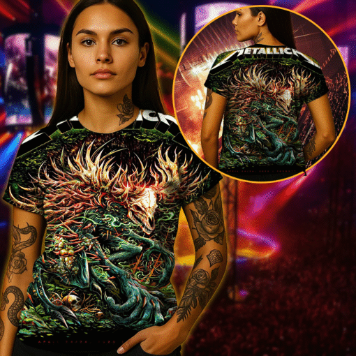metallica m72 toronto 2025 3d aop shirt forest beast skull head full wrap tee 3