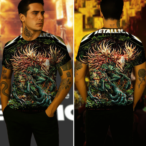 metallica m72 toronto 2025 3d aop shirt forest beast skull head full wrap tee 4