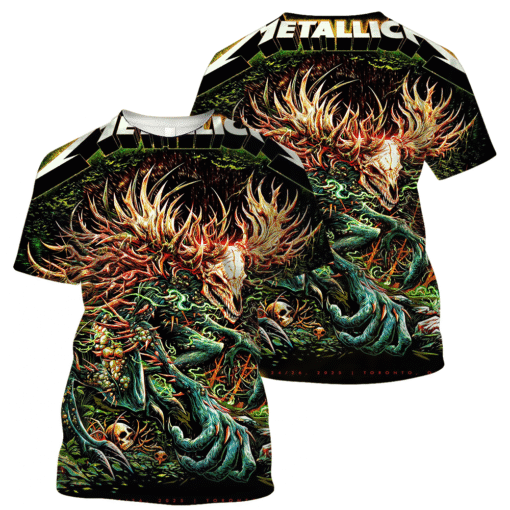 metallica m72 toronto 2025 3d aop shirt forest beast skull head full wrap tee