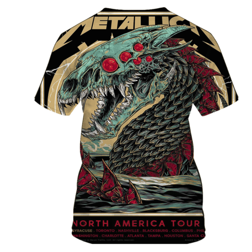 metallica m72 tour 2025 3d aop shirt sea serpent skull art full print metal tee 2