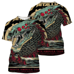 metallica m72 tour 2025 3d aop shirt sea serpent skull art full print metal tee