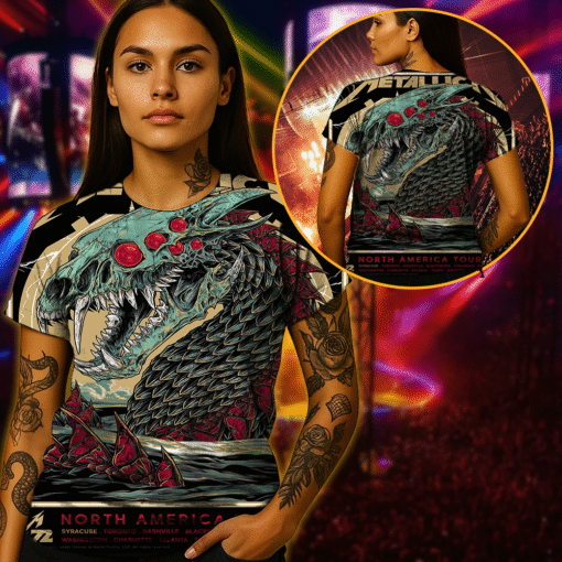 metallica m72 tour 2025 3d aop shirt sea serpent skull art full print metal tee 3