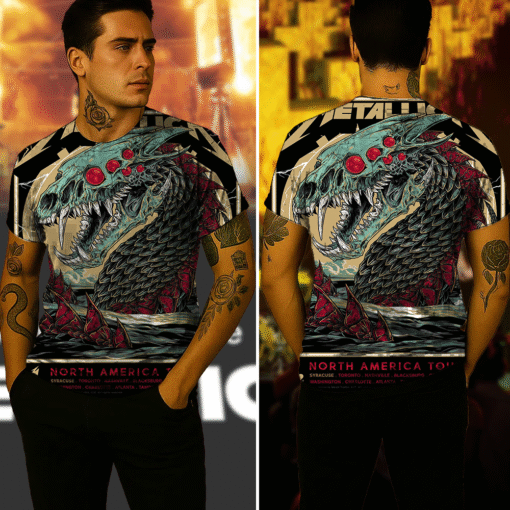 metallica m72 tour 2025 3d aop shirt sea serpent skull art full print metal tee 4