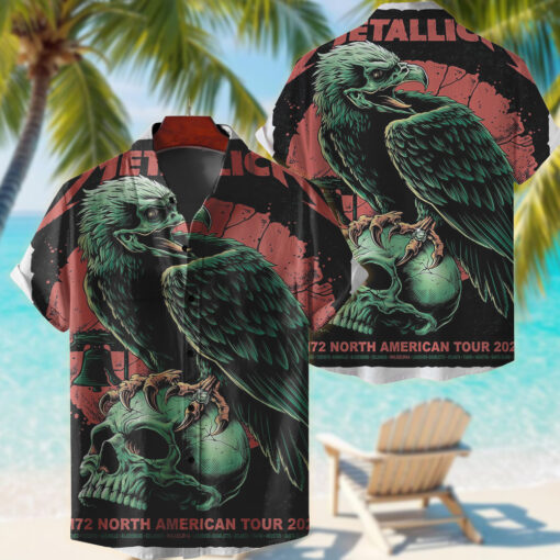 metallica m72 tour 2025 hawaiian shirt skull raven edition