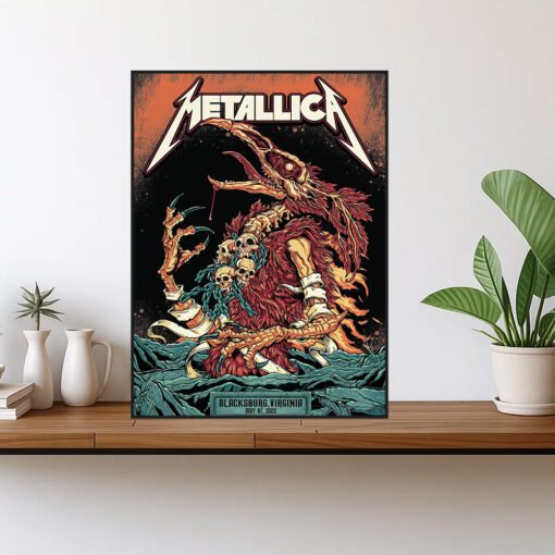 metallica m72 tour 2025 poster beast of blacksburg canvas art may 7 1