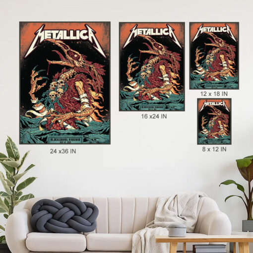 metallica m72 tour 2025 poster beast of blacksburg canvas art may 7 4