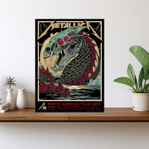 metallica m72 tour 2025 poster sea serpent canvas by rhys cooper north america cities 1