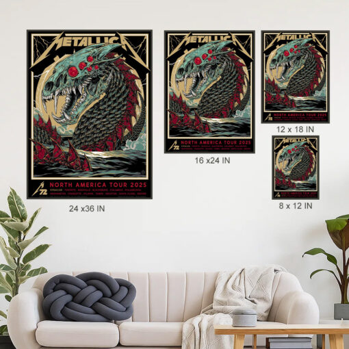 metallica m72 tour 2025 poster sea serpent canvas by rhys cooper north america cities 4